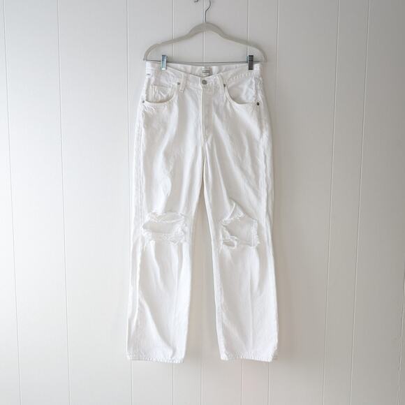 Citizens of Humanity Vintage Premium White Button Fly Distressed Jeans, Size 28 - Picture 1 of 9